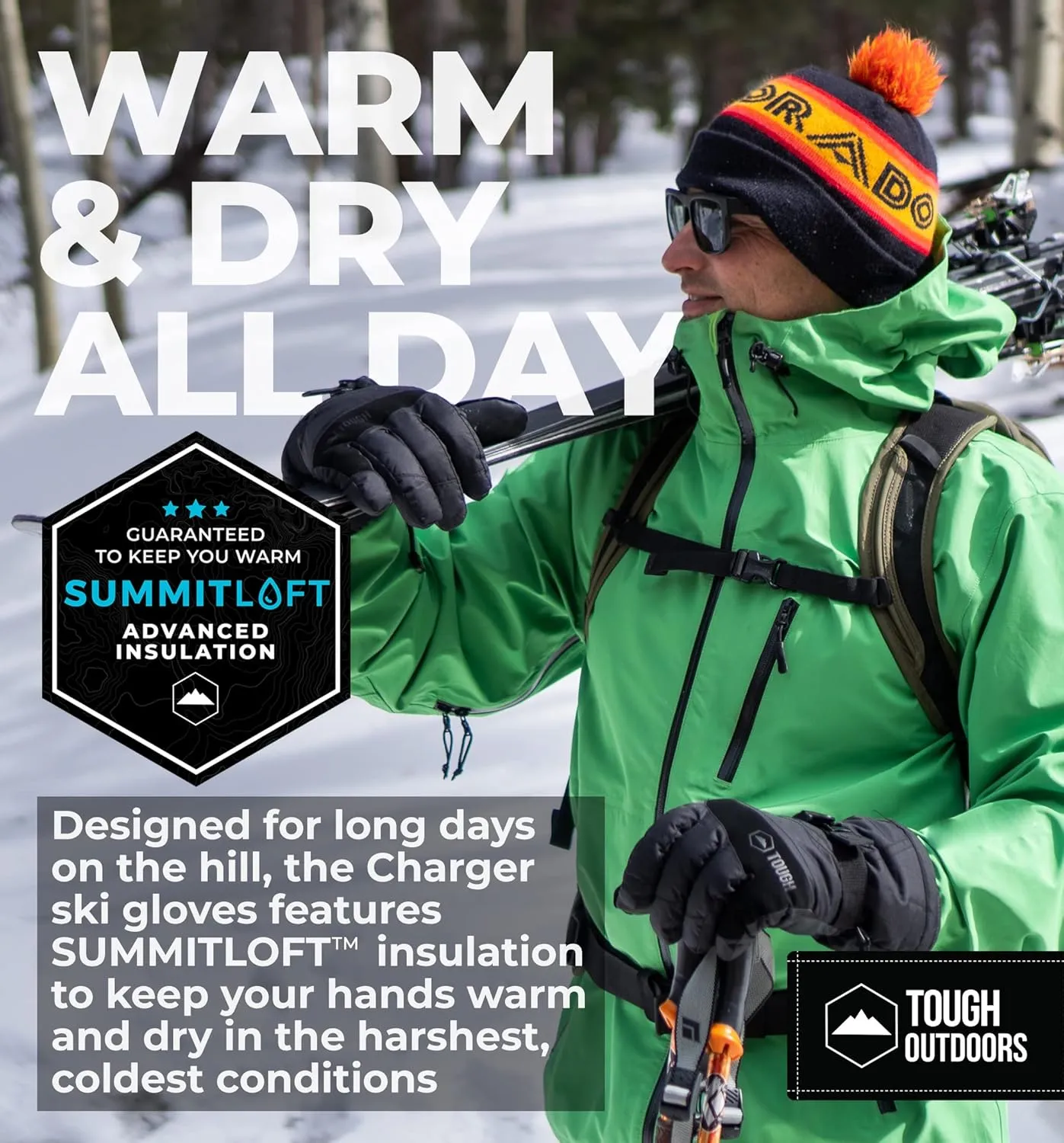 Tough Outdoors Snow Gloves - Men's & Women's Waterproof Winter & Snowboarding Gloves