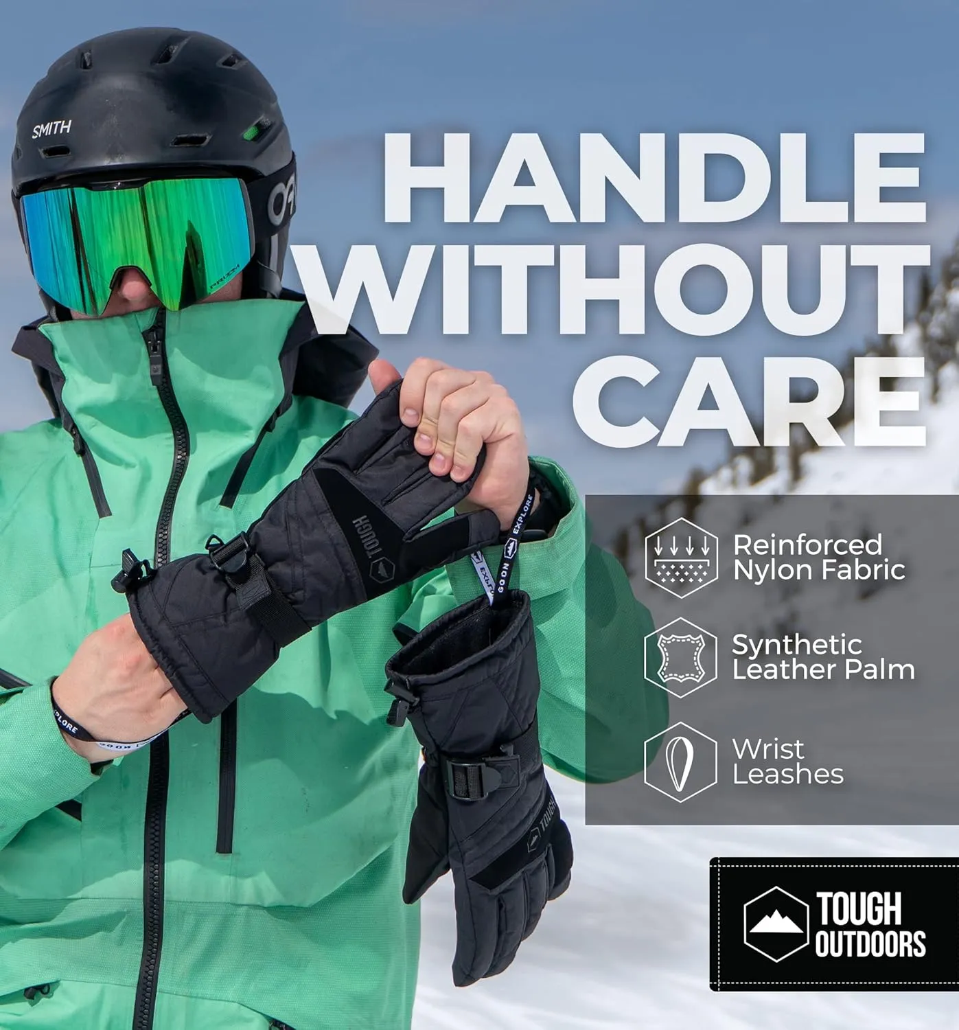 Tough Outdoors Snow Gloves - Men's & Women's Waterproof Winter & Snowboarding Gloves