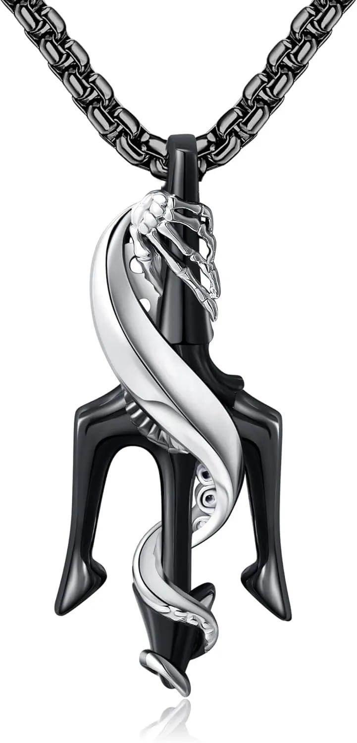 Trident Necklace 925 Sterling Silver Gothic Trident Octopus Pendant Necklace Ancient Greece Amulet Jewelry for Men Father Husband Trident Spear Lover