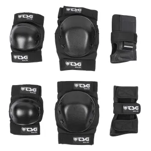 TSG Basic Pad Set, All in One Skateboard Protection Set of Knee Pads, Elbow Pads and Wrist Guards, EVA Cup Foam, PE Caps, Hardshell Protection, Pre Shaped, Horseshoe, Pull Over Design
