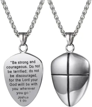 U7 Bible Verse Necklace for Men Women, Armor of God Necklace, Dog Tags Pendant Stainless Steel Inspirational Necklaces for Teens