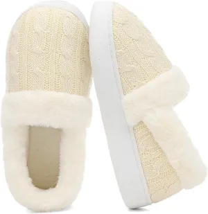 UBFEN Womens Fuzzy House Slippers Warm Bedroom Shoes with Faux Fur Lining Non Slip Memory Foam Slippers for ladies Indoor and Outdoor
