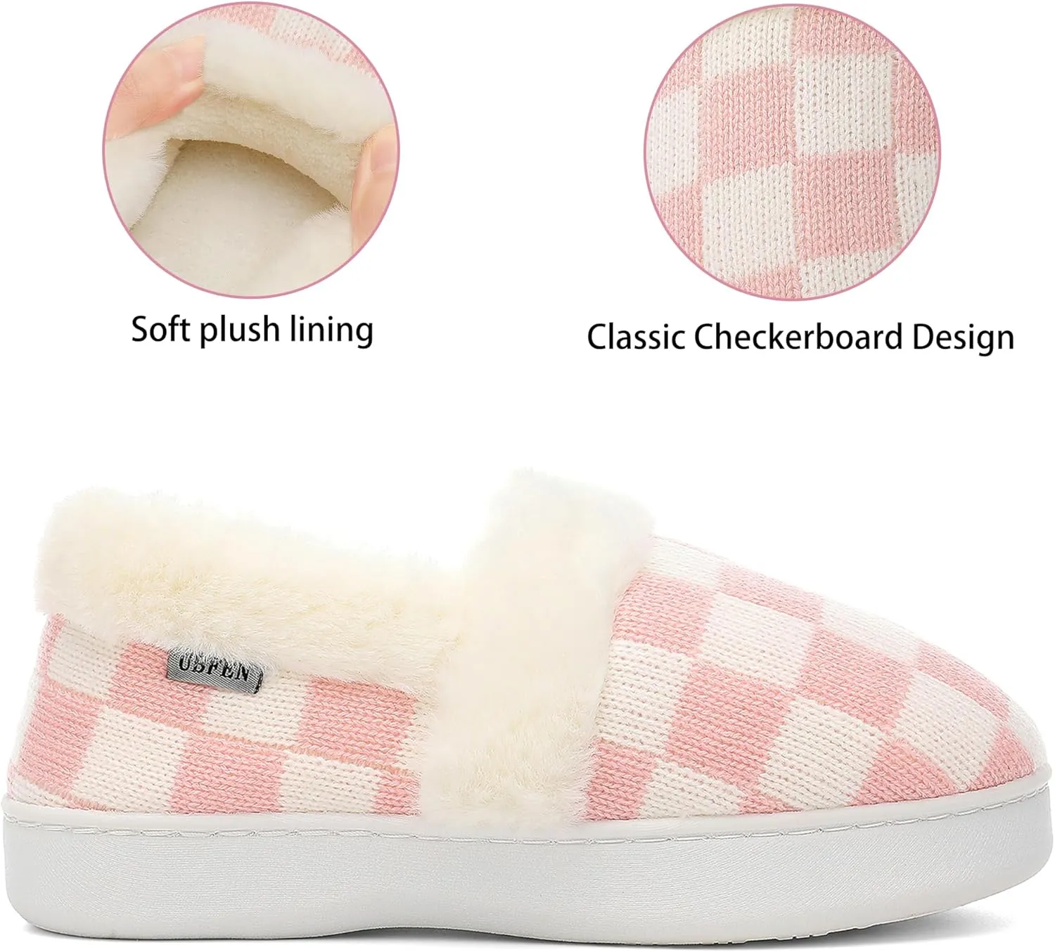 UBFEN Womens Fuzzy House Slippers Warm Bedroom Shoes with Faux Fur Lining Non Slip Memory Foam Slippers for ladies Indoor and Outdoor