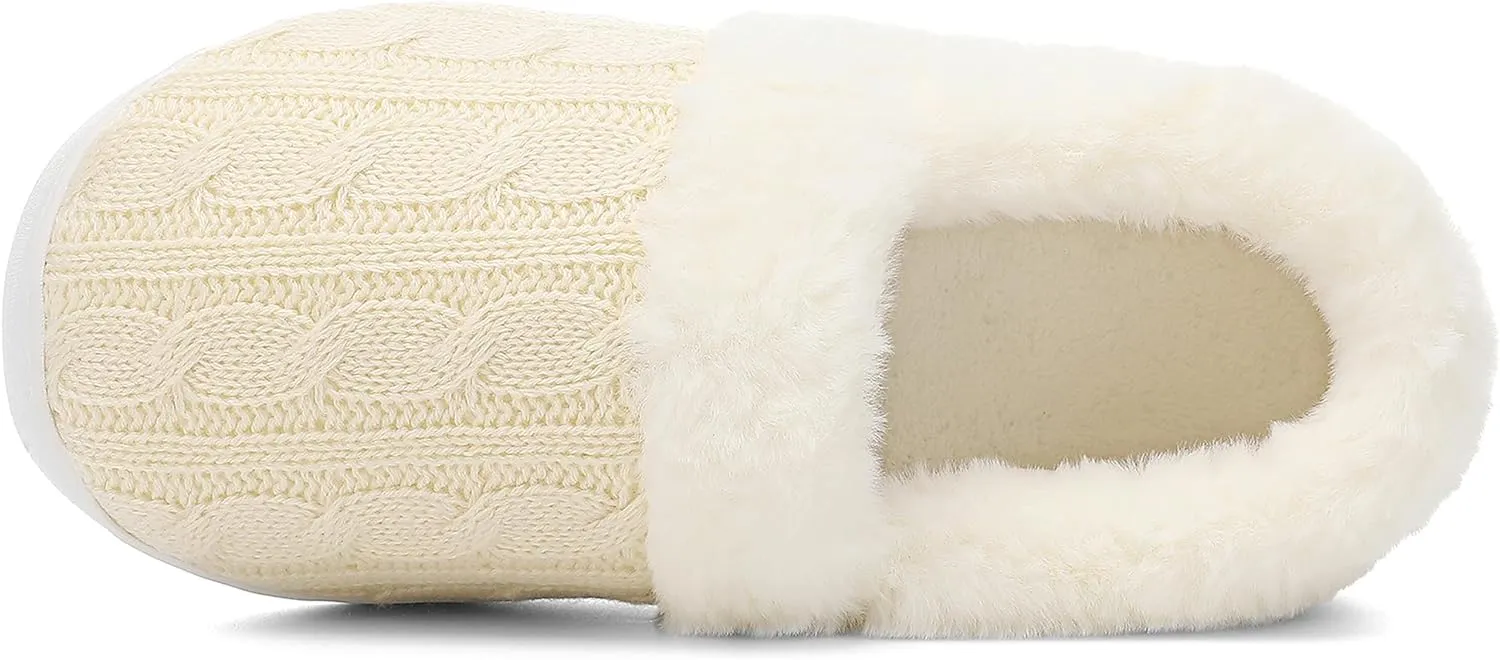 UBFEN Womens Fuzzy House Slippers Warm Bedroom Shoes with Faux Fur Lining Non Slip Memory Foam Slippers for ladies Indoor and Outdoor