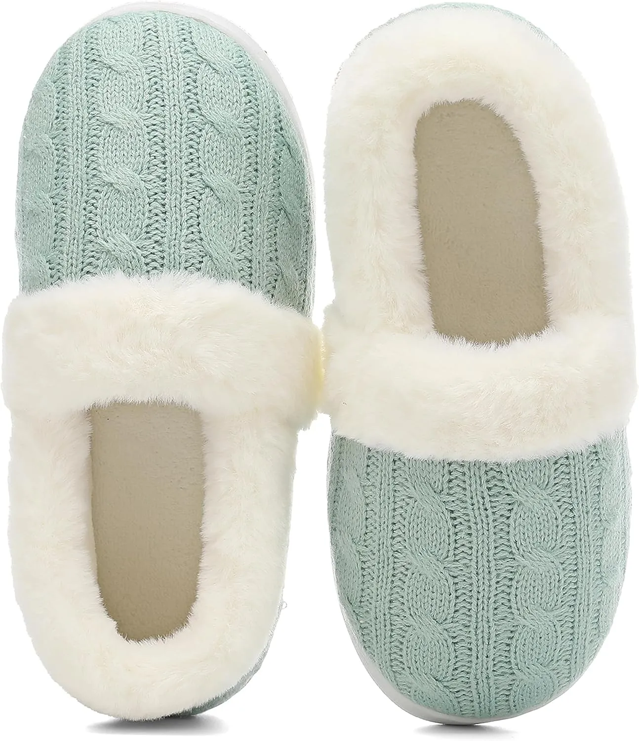 UBFEN Womens Fuzzy House Slippers Warm Bedroom Shoes with Faux Fur Lining Non Slip Memory Foam Slippers for ladies Indoor and Outdoor