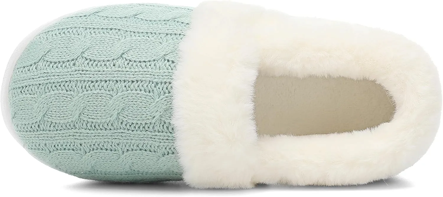 UBFEN Womens Fuzzy House Slippers Warm Bedroom Shoes with Faux Fur Lining Non Slip Memory Foam Slippers for ladies Indoor and Outdoor