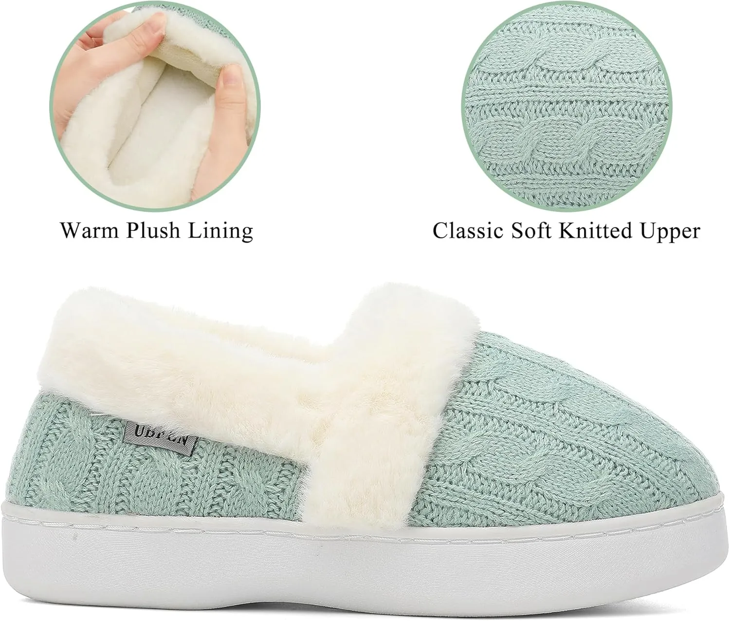 UBFEN Womens Fuzzy House Slippers Warm Bedroom Shoes with Faux Fur Lining Non Slip Memory Foam Slippers for ladies Indoor and Outdoor