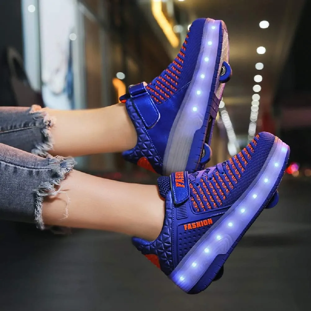 Ufatansy Roller Shoes Girls Boys Sneakers with Wheels Roller Skate Shoes USB Charging LED Light Up Footwear Skates for Beginner Trainers Kids Lightweight Breatheable Shoe