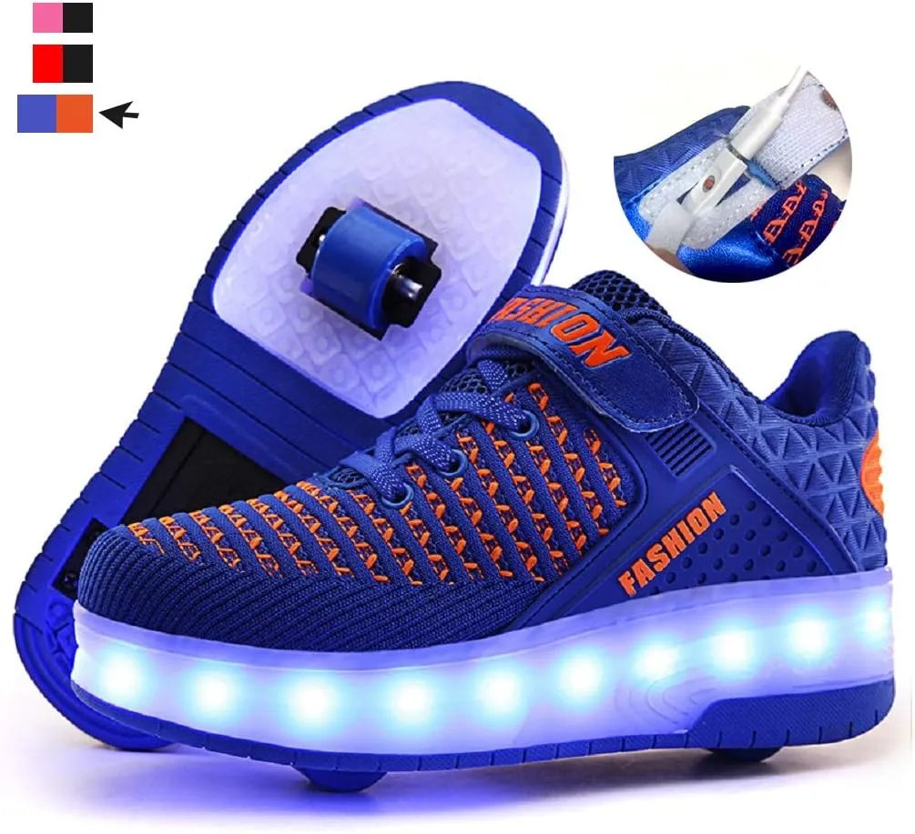 Ufatansy Roller Shoes Girls Boys Sneakers with Wheels Roller Skate Shoes USB Charging LED Light Up Footwear Skates for Beginner Trainers Kids Lightweight Breatheable Shoe
