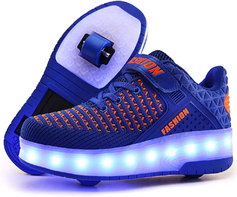 Ufatansy Roller Shoes Girls Boys Sneakers with Wheels Roller Skate Shoes USB Charging LED Light Up Footwear Skates for Beginner Trainers Kids Lightweight Breatheable Shoe
