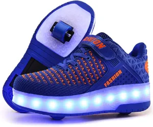 Ufatansy Roller Shoes Girls Boys Sneakers with Wheels Roller Skate Shoes USB Charging LED Light Up Footwear Skates for Beginner Trainers Kids Lightweight Breatheable Shoe