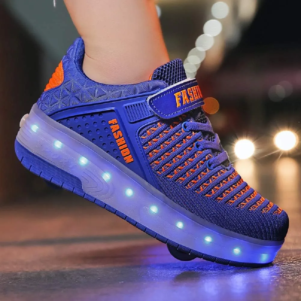 Ufatansy Roller Shoes Girls Boys Sneakers with Wheels Roller Skate Shoes USB Charging LED Light Up Footwear Skates for Beginner Trainers Kids Lightweight Breatheable Shoe