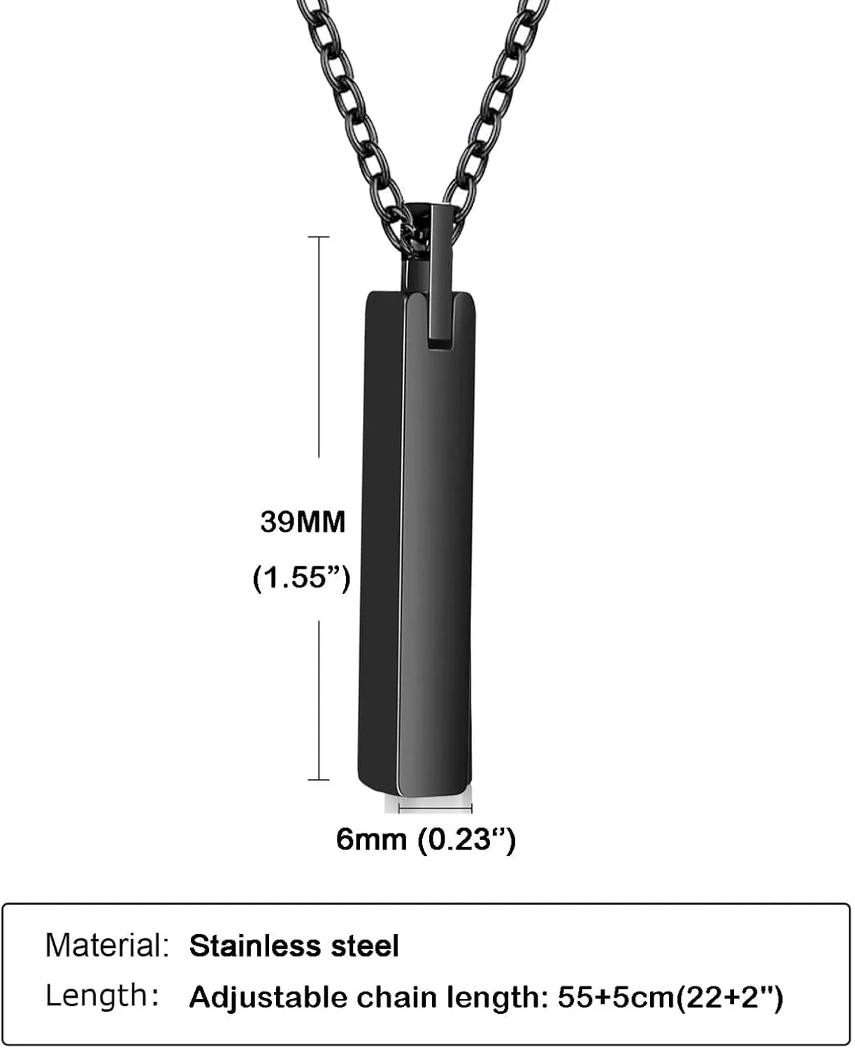 Urn Necklaces for Ashes for Women Men Cremation Jewelry for Ashes of Loved Ones Stainless Steel Bar Ashes Necklace Memorial Ash Pendant