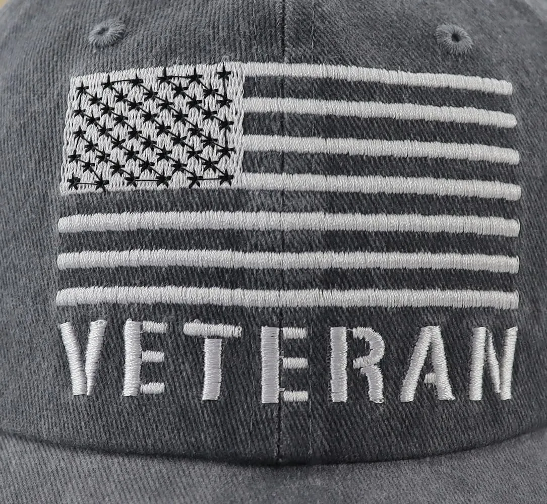 USA Flag Veteran Hat for Men Women, Funny Adjustable Embroidery American Army Military Baseball Cap