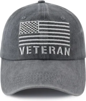 USA Flag Veteran Hat for Men Women, Funny Adjustable Embroidery American Army Military Baseball Cap