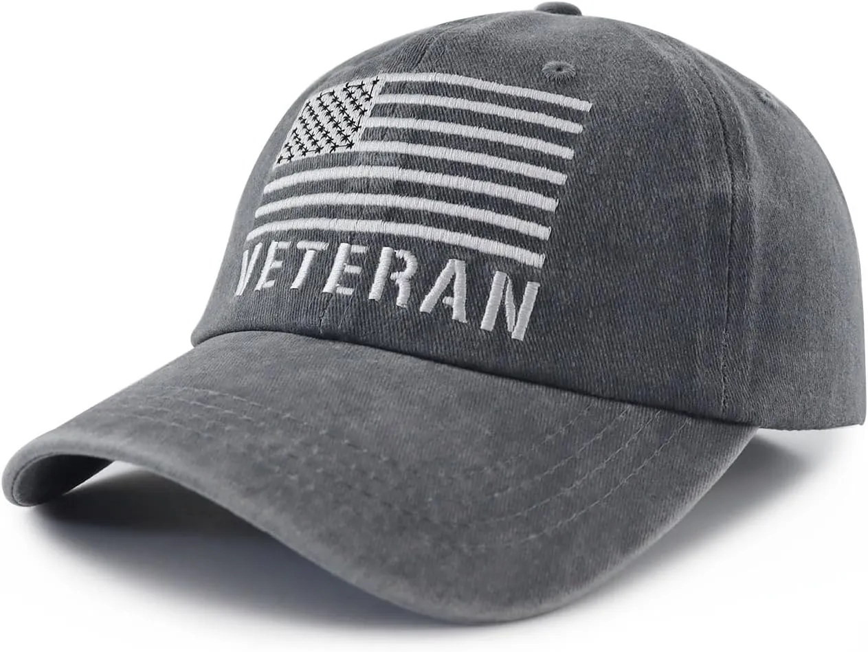 USA Flag Veteran Hat for Men Women, Funny Adjustable Embroidery American Army Military Baseball Cap
