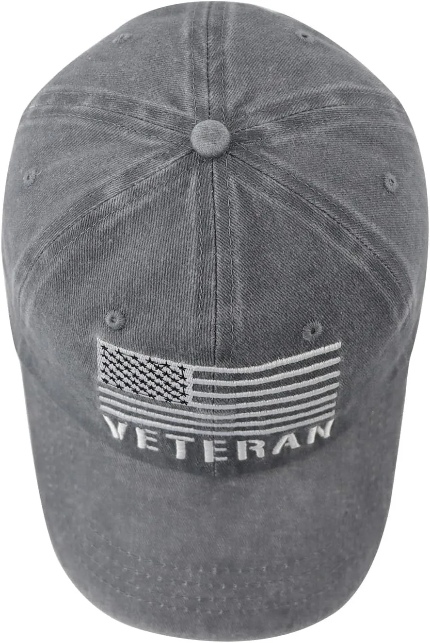 USA Flag Veteran Hat for Men Women, Funny Adjustable Embroidery American Army Military Baseball Cap