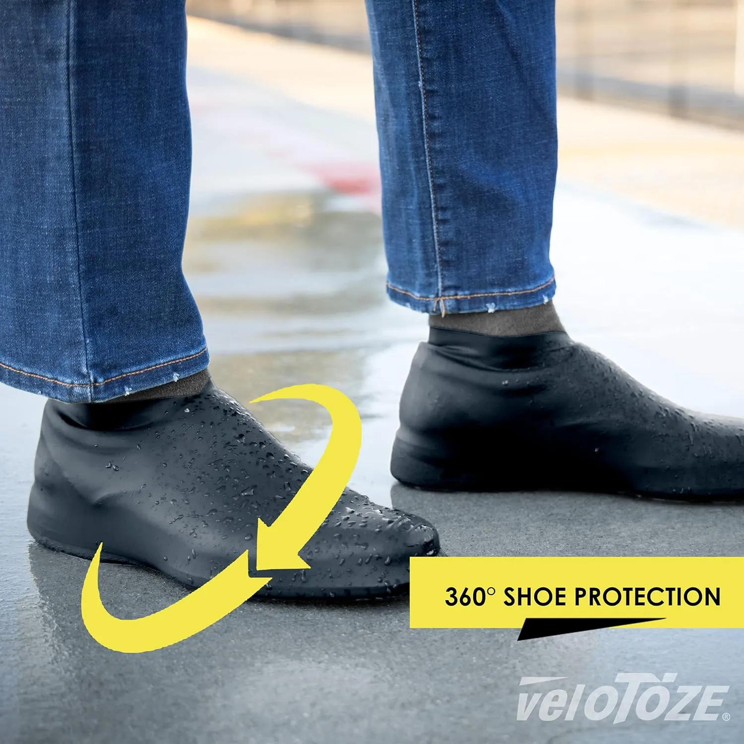 veloToze Roam - Waterproof Shoe Covers, Reusable for Commute in The Rain, Snow, Mud - Slip-on Rubber Galoshes Cover Sneakers or Dress Shoes, Booties for Men and Women
