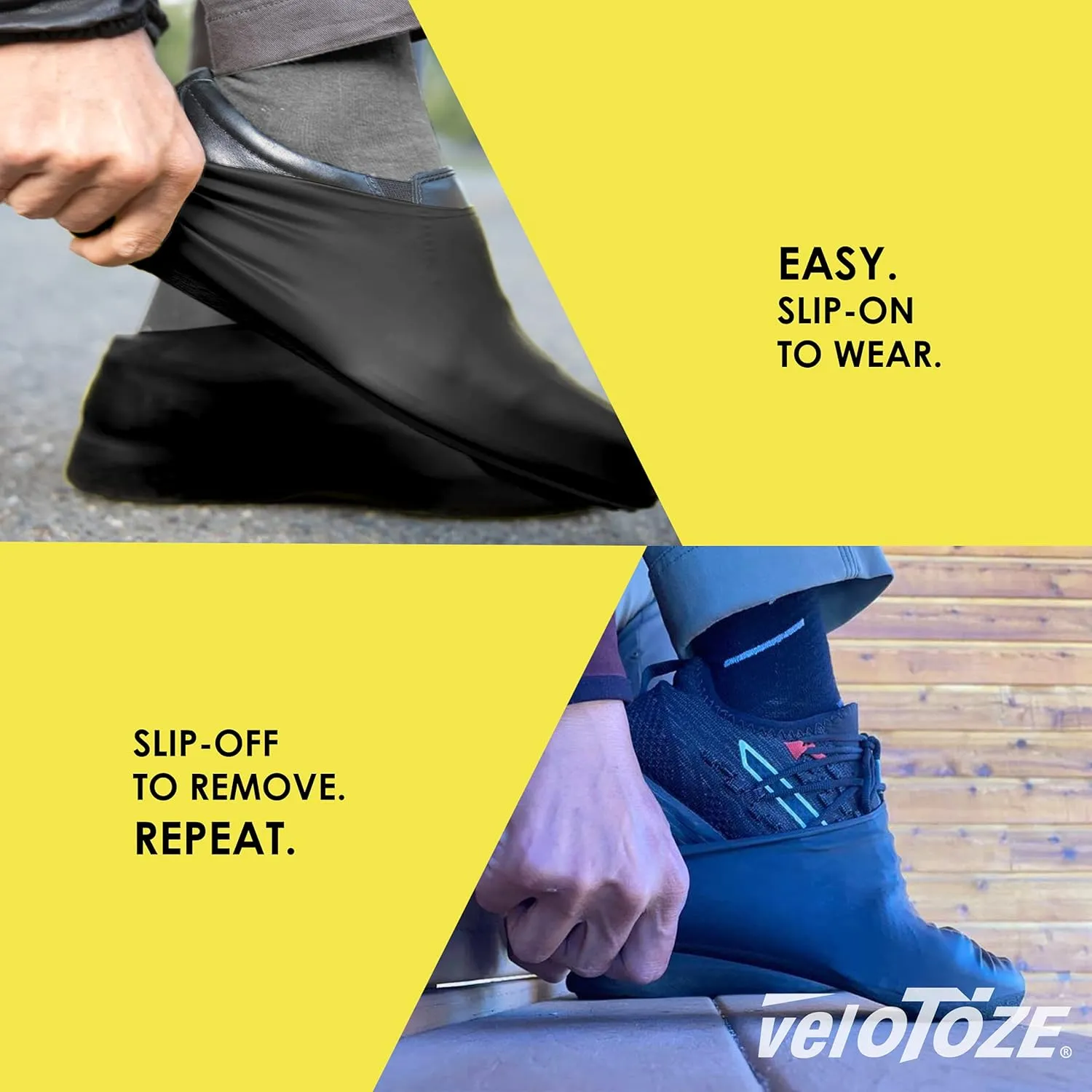veloToze Roam - Waterproof Shoe Covers, Reusable for Commute in The Rain, Snow, Mud - Slip-on Rubber Galoshes Cover Sneakers or Dress Shoes, Booties for Men and Women