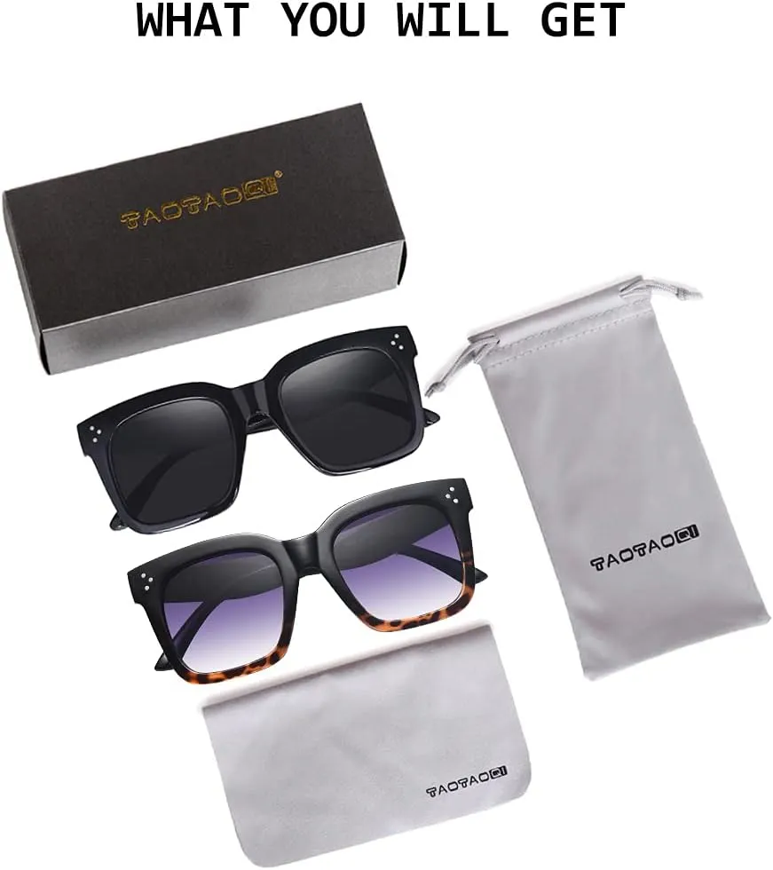 Vintage Women Oversized Sunglasses Designer Luxury Square Sun Glasses UV400 Protection Flat Lens
