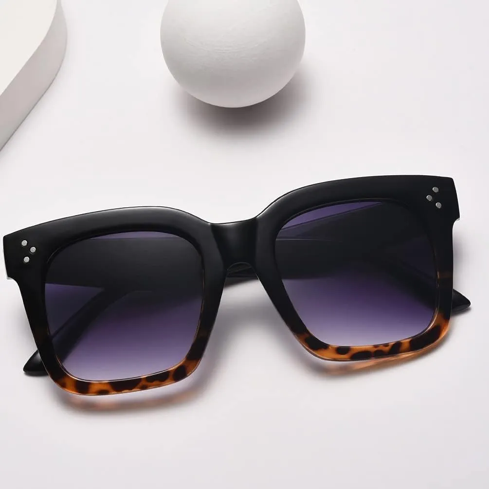 Vintage Women Oversized Sunglasses Designer Luxury Square Sun Glasses UV400 Protection Flat Lens