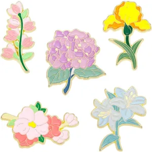 Violet Lily Flowers Brooch Colorful Plant Enamel Pin Cartoon Plant Enamel Pins Gift for Women Girls Colorful Flowers Brooch Badge Pins for Dress Corsage Jackets Backpacks