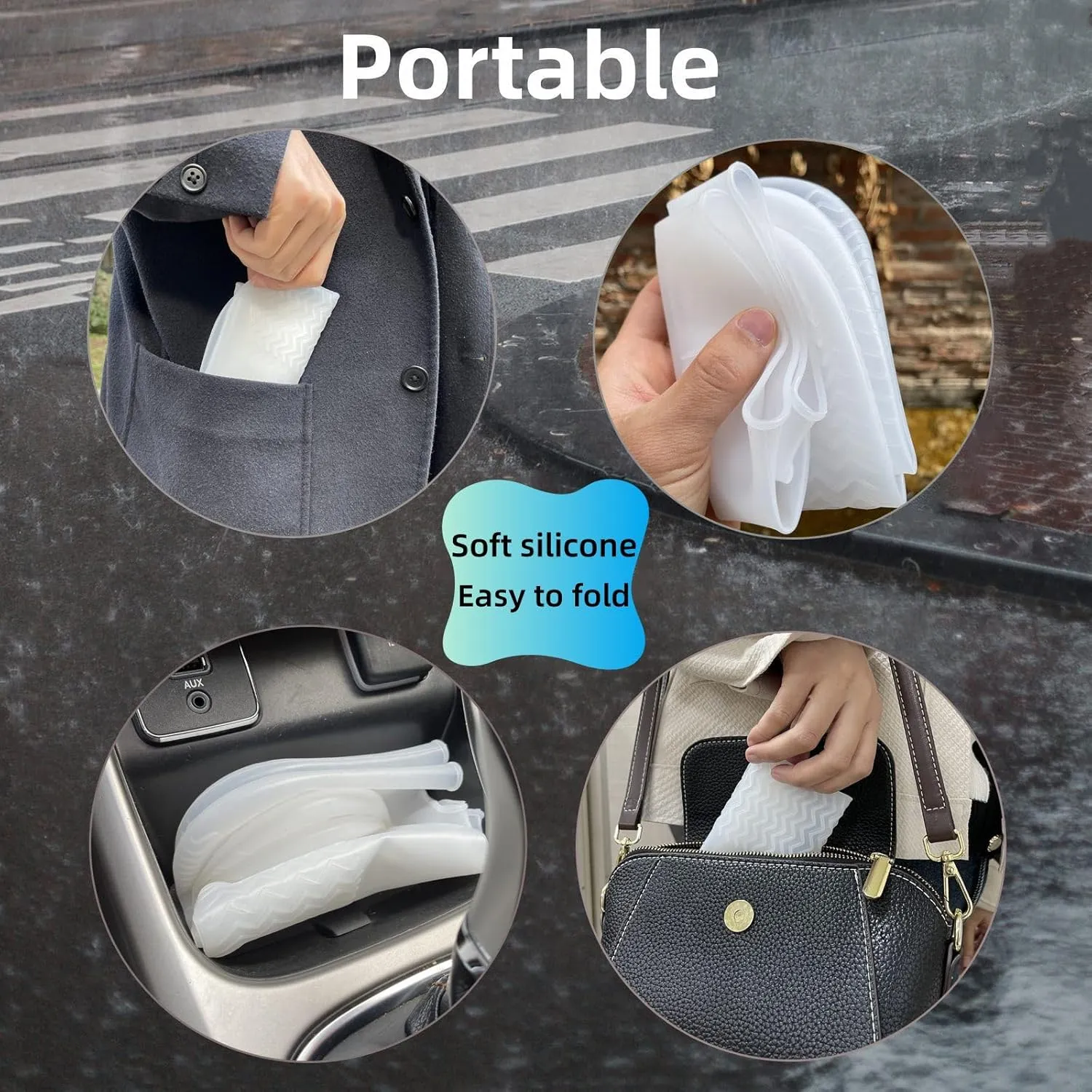 Waterproof Shoe Covers 2 Pairs,Rain Shoe Covers Reusable Silicone Non Slip Shoe Covers for Outdoor,Rain Shoe Covers for Women and Men (Clear, Large)