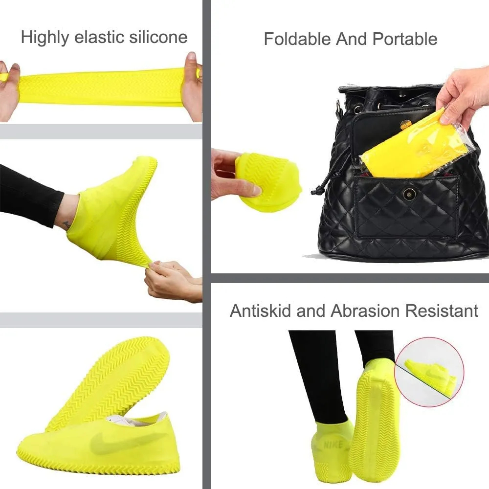 Waterproof Shoe Covers, Non-Slip Water Resistant Overshoes Silicone Rubber Rain Shoe Cover Outdoor cycling Protectors apply to Men, Women, Kids (X-Large, Black)