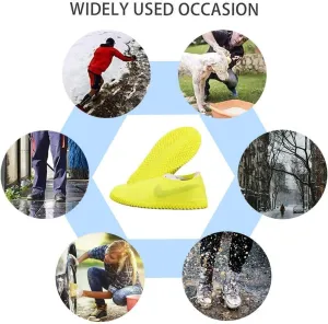 Waterproof Shoe Covers, Non-Slip Water Resistant Overshoes Silicone Rubber Rain Shoe Cover Outdoor cycling Protectors apply to Men, Women, Kids (X-Large, Black)