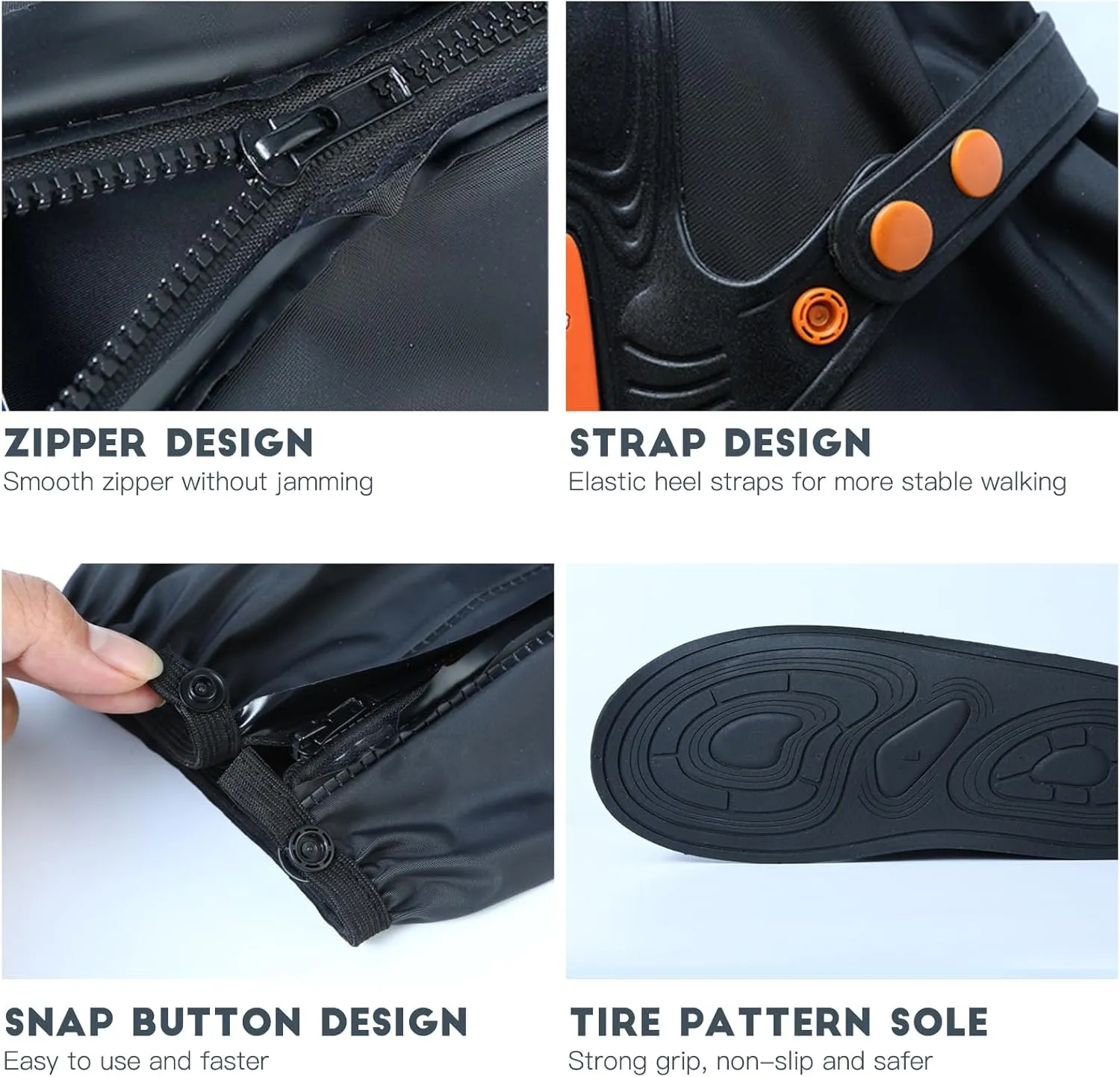 Waterproof Shoe Covers Rain Shoe Cover with Reflector for Men Women Rubber Shoe Covers with Zipper for Hiking Camping Fishing Cycling Gardening