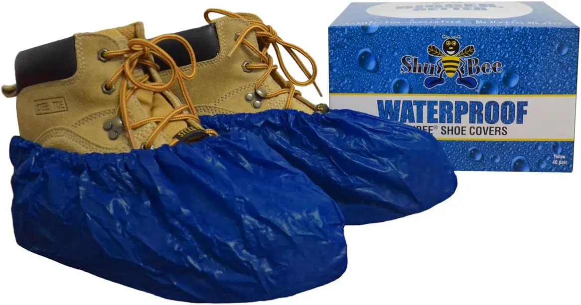 Waterproof Shoe Covers Slip-Resistant Disposable for Construction, Indoor Carpet Floor Protection - 40 Pair