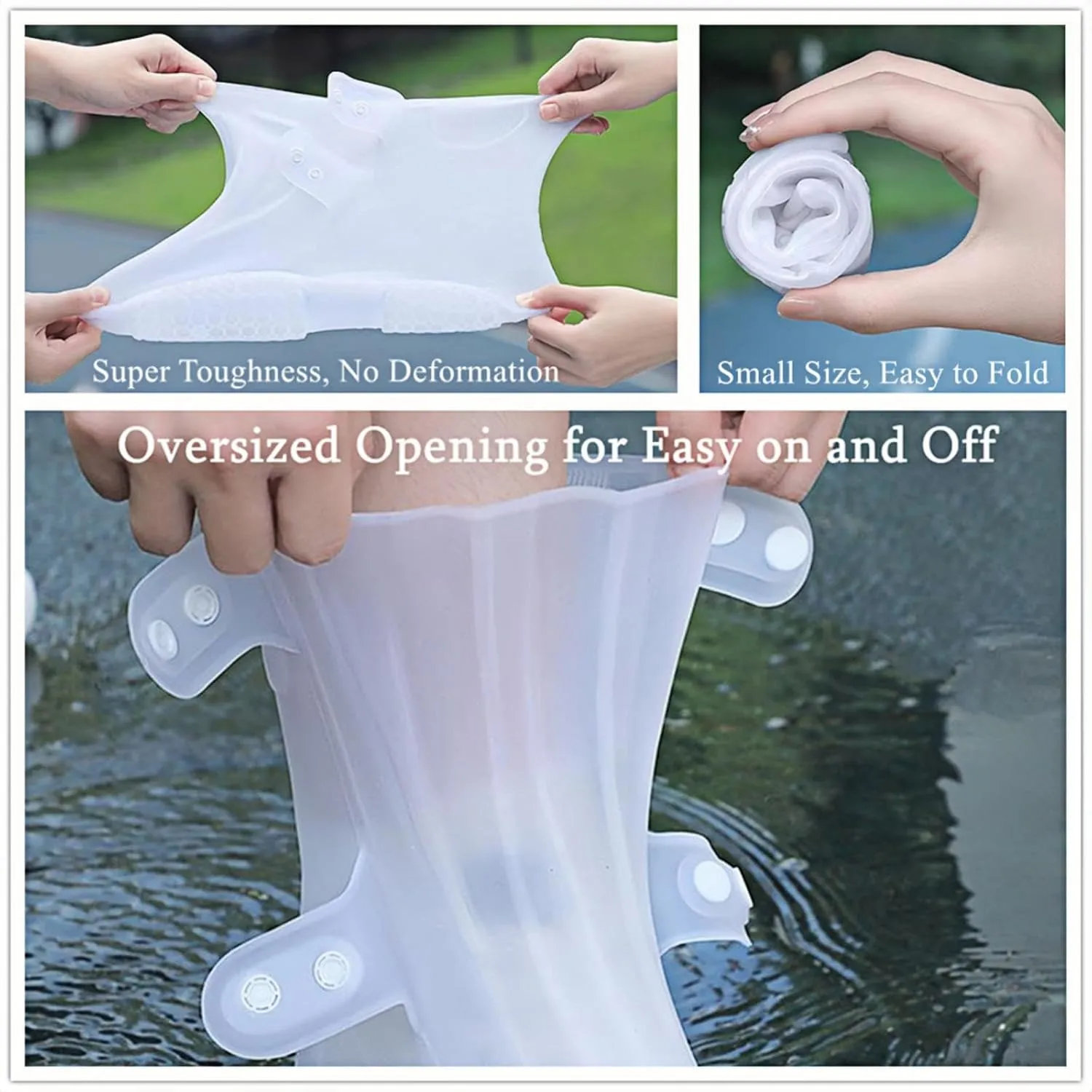 Waterproof Shoes Cover, Portable Non-Slip Rain Snow Boots Shoes Cover, Reusable Women Men TPE Rubber Sole Overshoes Protectors for Outdoor Cycling Travel