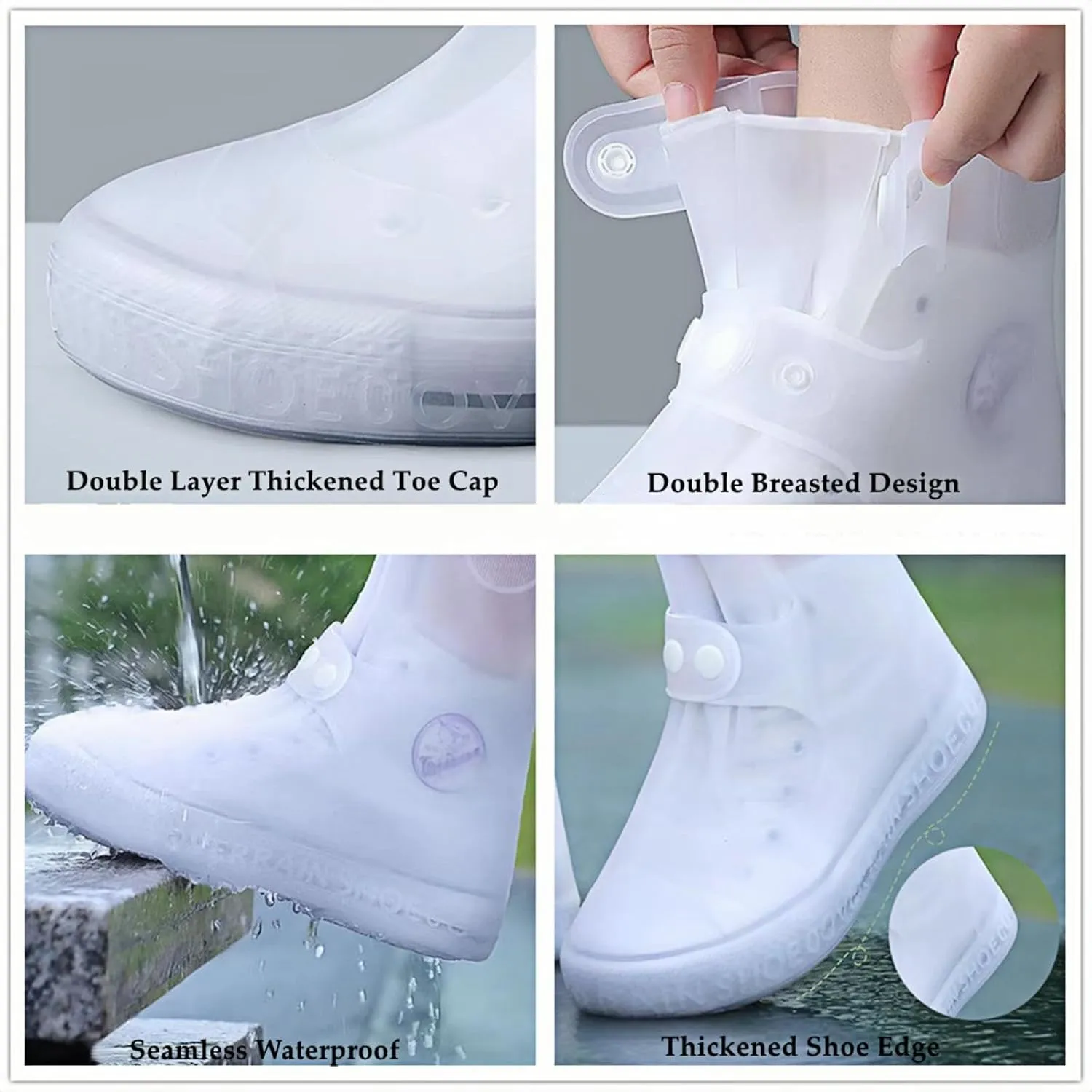 Waterproof Shoes Cover, Portable Non-Slip Rain Snow Boots Shoes Cover, Reusable Women Men TPE Rubber Sole Overshoes Protectors for Outdoor Cycling Travel