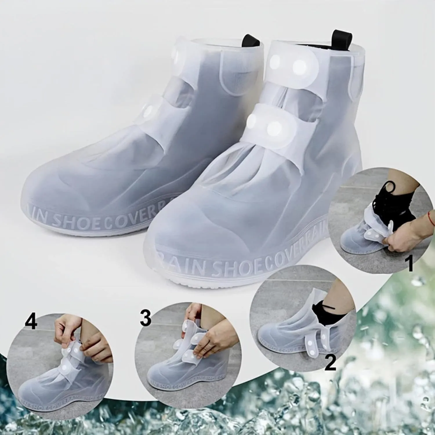 Waterproof Shoes Cover, Portable Non-Slip Rain Snow Boots Shoes Cover, Reusable Women Men TPE Rubber Sole Overshoes Protectors for Outdoor Cycling Travel