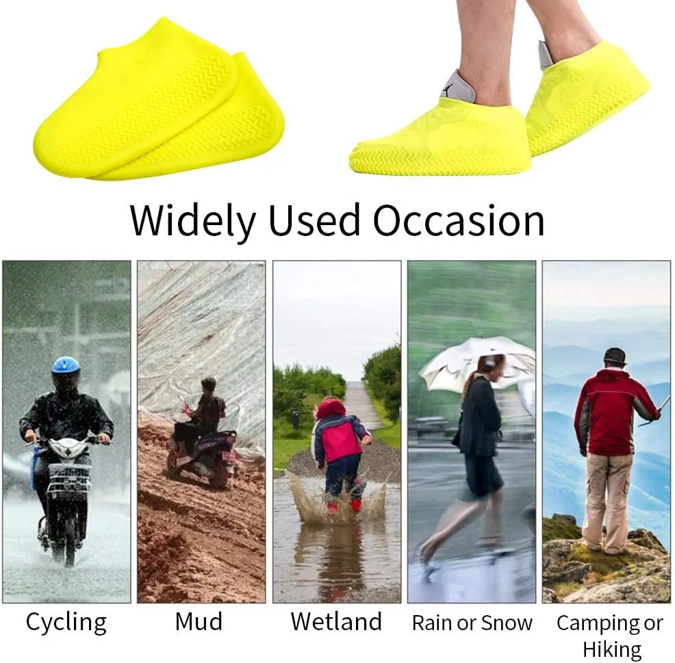 Waterproof Silicone Shoe Covers for Rain,Reusable Non Slip Rubber Rain Shoe Cover Cycling Shoe Protectors Outdoor with Non-slip Sole Apply to Men,Women,Kids(Medium Black)