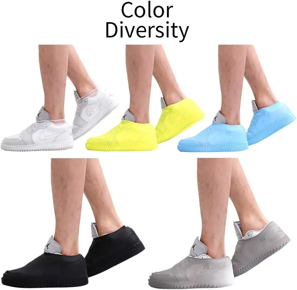 Waterproof Silicone Shoe Covers for Rain,Reusable Non Slip Rubber Rain Shoe Cover Cycling Shoe Protectors Outdoor with Non-slip Sole Apply to Men,Women,Kids(Medium Black)