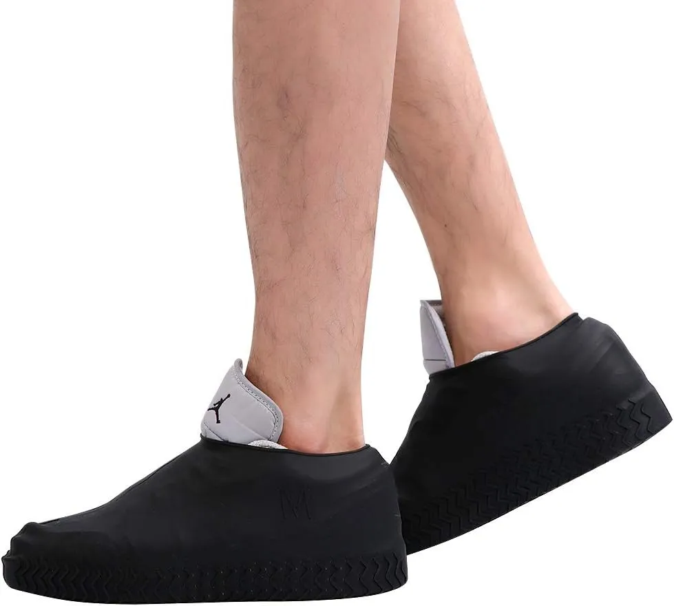 Waterproof Silicone Shoe Covers for Rain,Reusable Non Slip Rubber Rain Shoe Cover Cycling Shoe Protectors Outdoor with Non-slip Sole Apply to Men,Women,Kids(Medium Black)