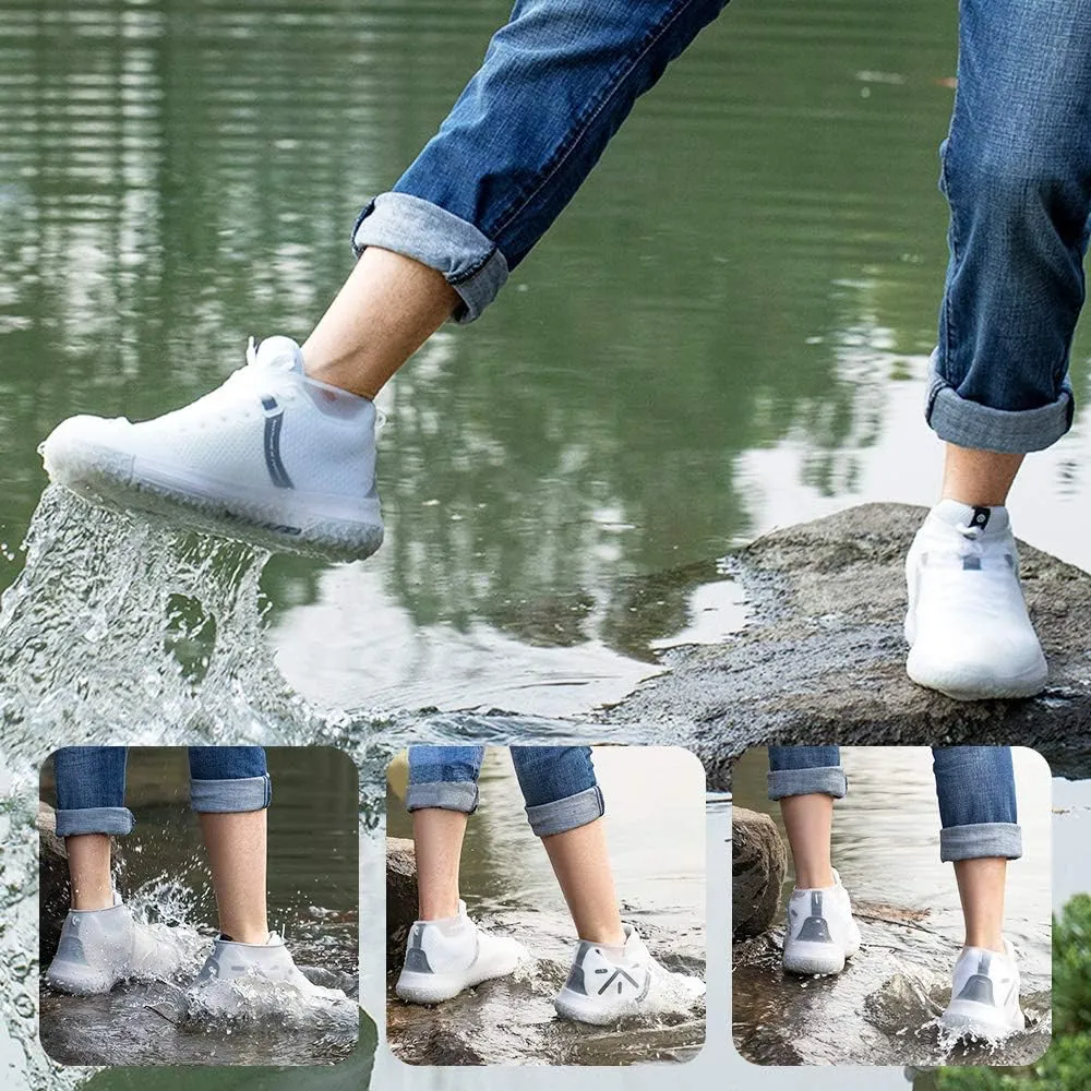 Waterproof Silicone Shoe Covers for Rain,Reusable Non Slip Rubber Rain Shoe Cover Cycling Shoe Protectors Outdoor with Non-slip Sole Apply to Men,Women,Kids(Medium Black)
