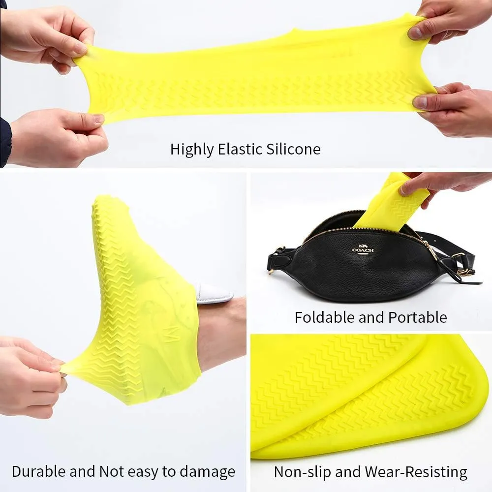Waterproof Silicone Shoe Covers for Rain,Reusable Non Slip Rubber Rain Shoe Cover Cycling Shoe Protectors Outdoor with Non-slip Sole Apply to Men,Women,Kids(Medium Black)