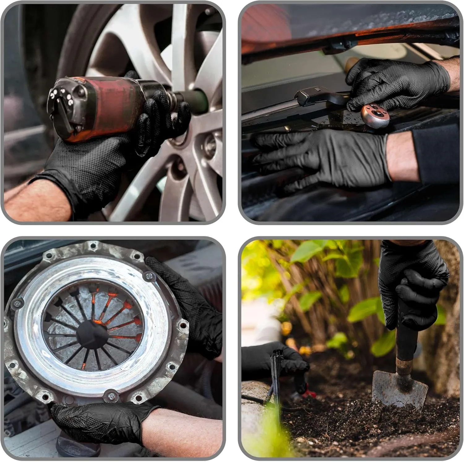 WECARE 8 Mil Nitrile Gloves - Heavy Duty Mechanic Gloves, with Diamond Grip - Powder and Latex Free Disposable Gloves