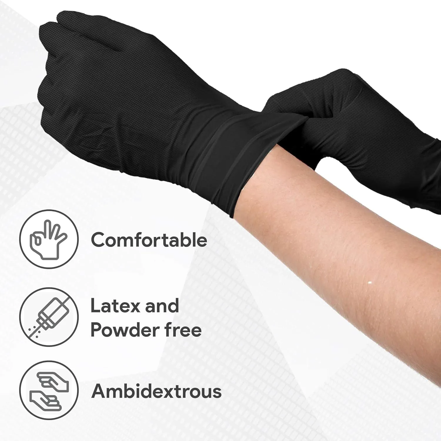 WECARE 8 Mil Nitrile Gloves - Heavy Duty Mechanic Gloves, with Diamond Grip - Powder and Latex Free Disposable Gloves