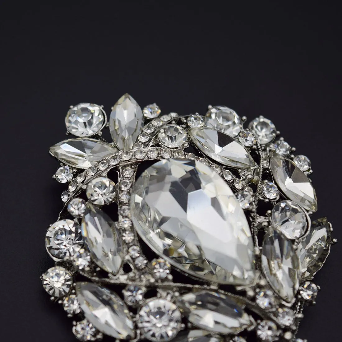 Wedding Bridal Big Crystal Rhinestone Bouquet Brooch Shawl Pin for Women