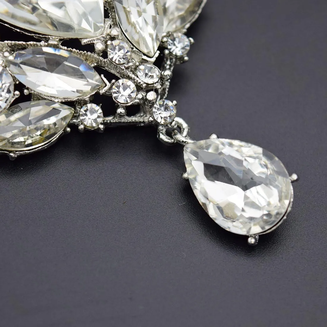 Wedding Bridal Big Crystal Rhinestone Bouquet Brooch Shawl Pin for Women