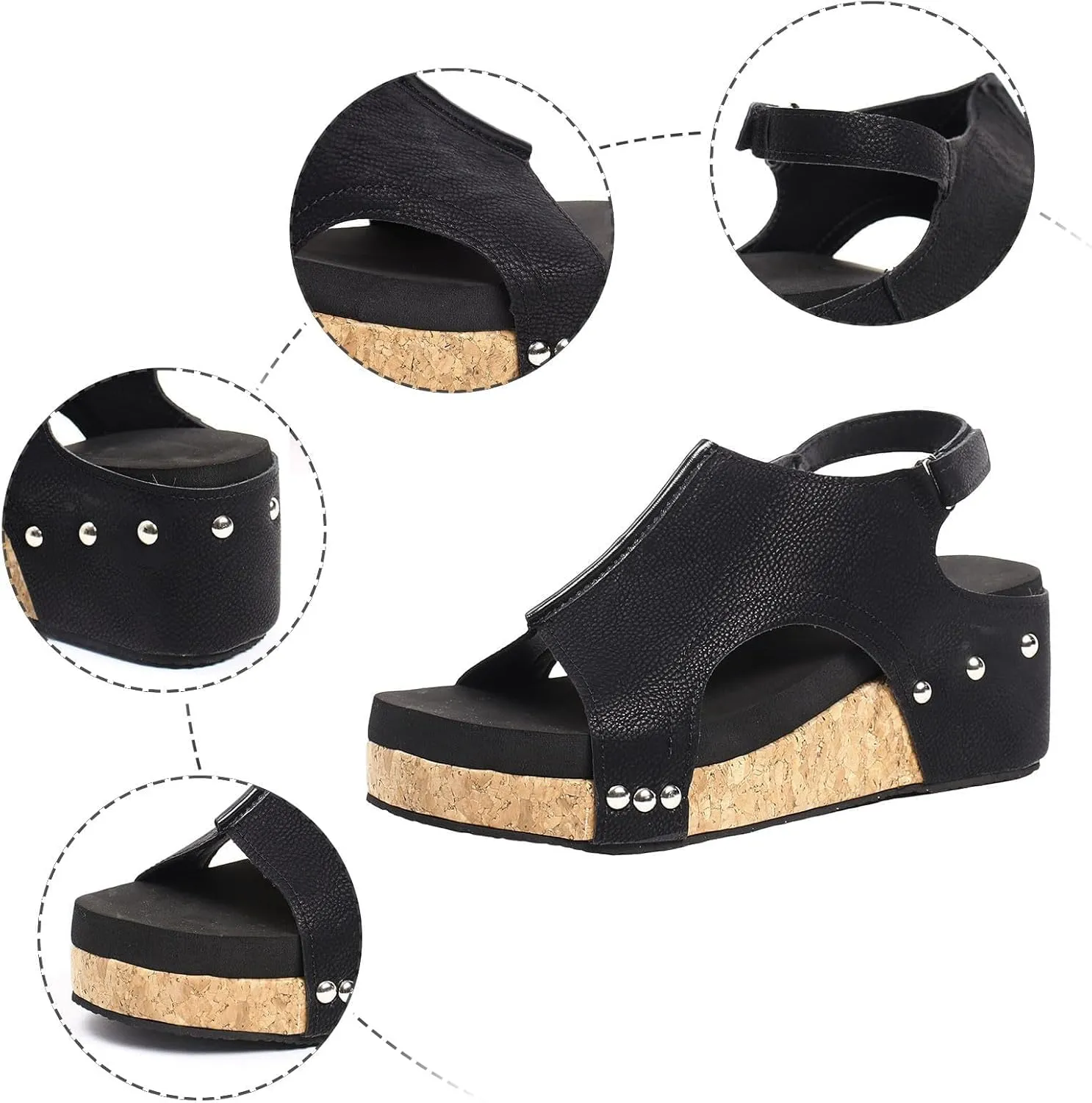 Wedge Sandals For Women,Platform Wedge Sandals Women,Open Toe Buckle Ankle Strap Espadrilles Flatform Wedge Sandal Dressy High Heeled Wedges Comfortable Casual Ladies Boho Beach Shoes Summer Vacation
