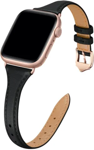 WFEAGL Leather Bands Compatible with Apple Watch Band 38mm 40mm 41mm 42mm 44mm 45mm 46mm 49mm Women, Grain Leather Strap Slim Thin Wristband for iWatch Ultra SE SE2 Series 10 9 8 7 6 5 4 3 2 1