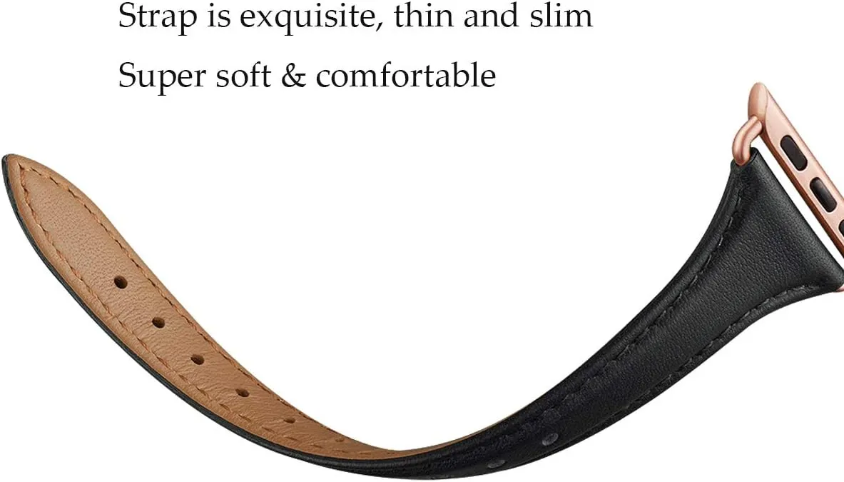 WFEAGL Leather Bands Compatible with Apple Watch Band 38mm 40mm 41mm 42mm 44mm 45mm 46mm 49mm Women, Grain Leather Strap Slim Thin Wristband for iWatch Ultra SE SE2 Series 10 9 8 7 6 5 4 3 2 1