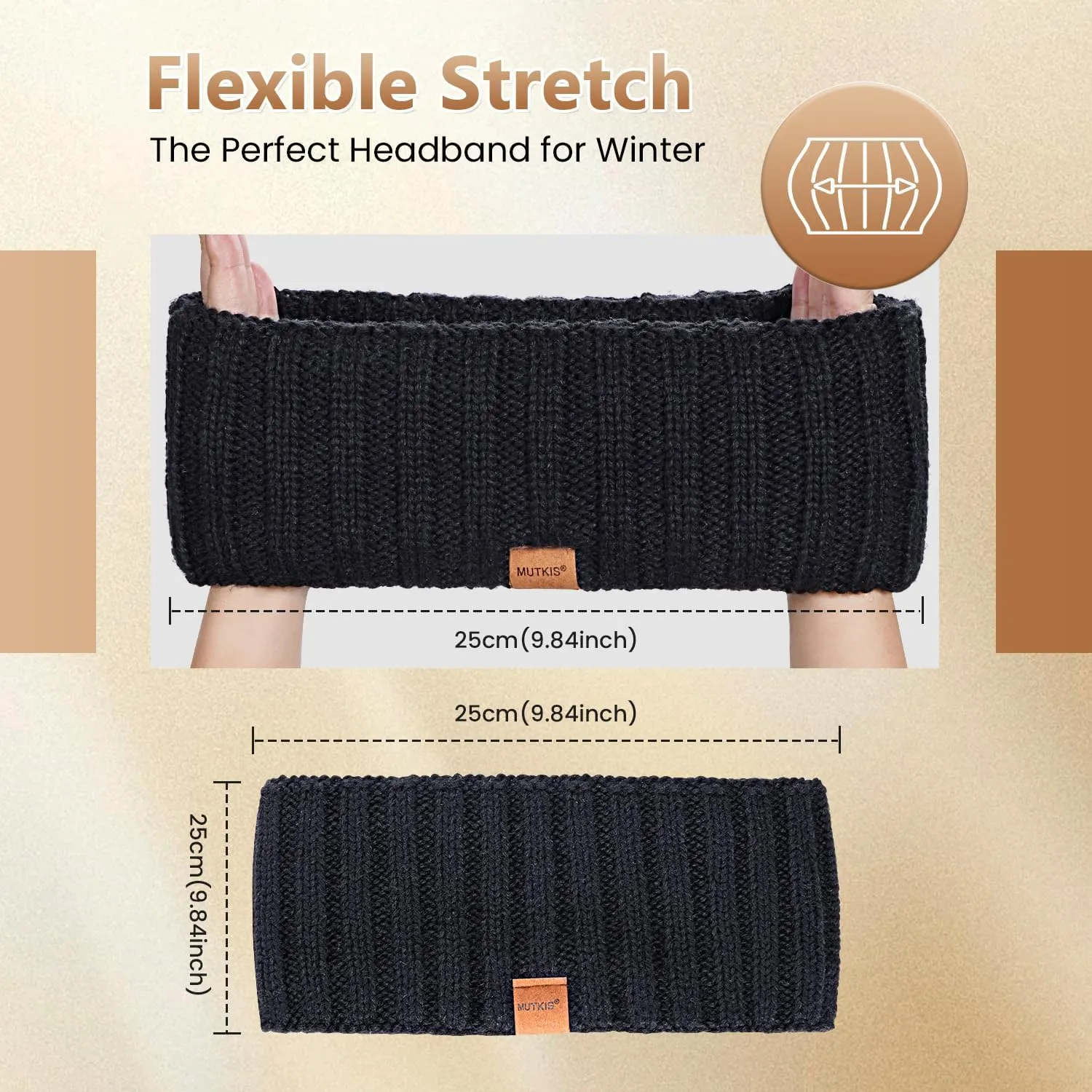 Winter Headbands for Women 3 Pack, Ear Warmers for Women Headband Wool Knit Thick Fleece Lined, Cold Weather Warm Ear Muffs