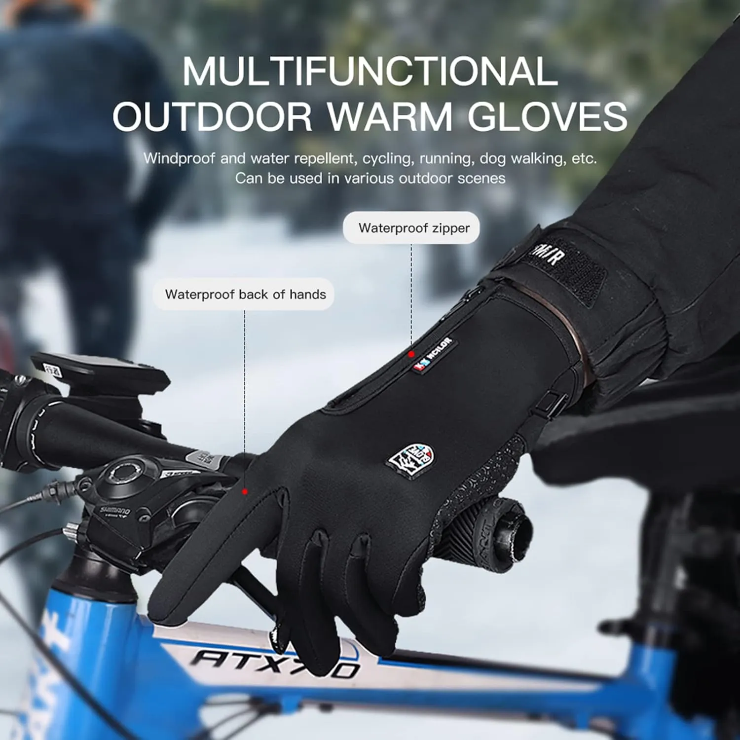 Winter Thermal Gloves for Men and Women, Waterproof Windproof and Non-Slip Gloves, Warm Touch Screen Gloves for Outdoor Running, Cycling, Driving