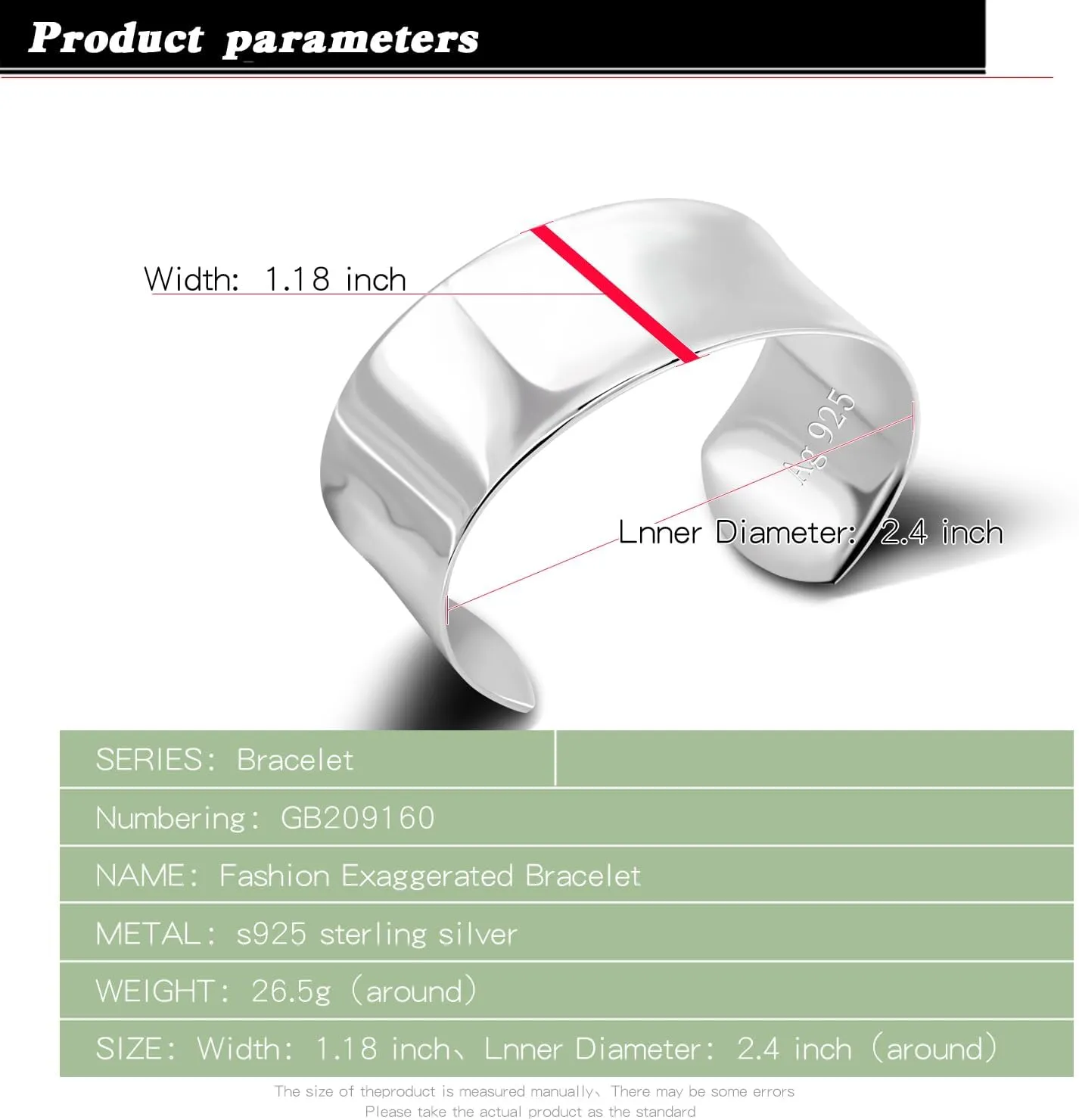 Women 925 Sterling Silver Curved Bangle 30MM Wide Grooved Cuff Bangle Shiny Punk Open Bracelet Adjustable Plated 24k Gold/Rose Gold Jewelry Gift