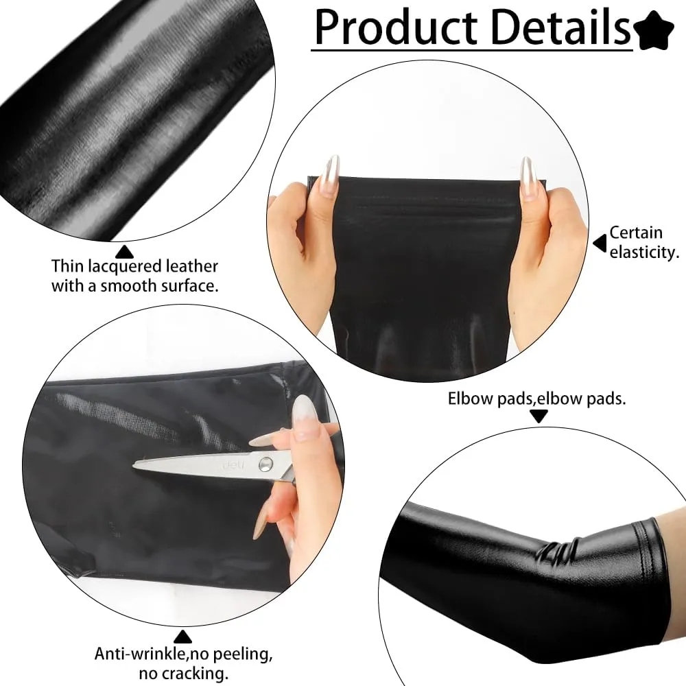 Women's Faux Leather Adult Long Gloves Party Patent Sexy Wet Look Gloves Halloween Cosplay Accessories